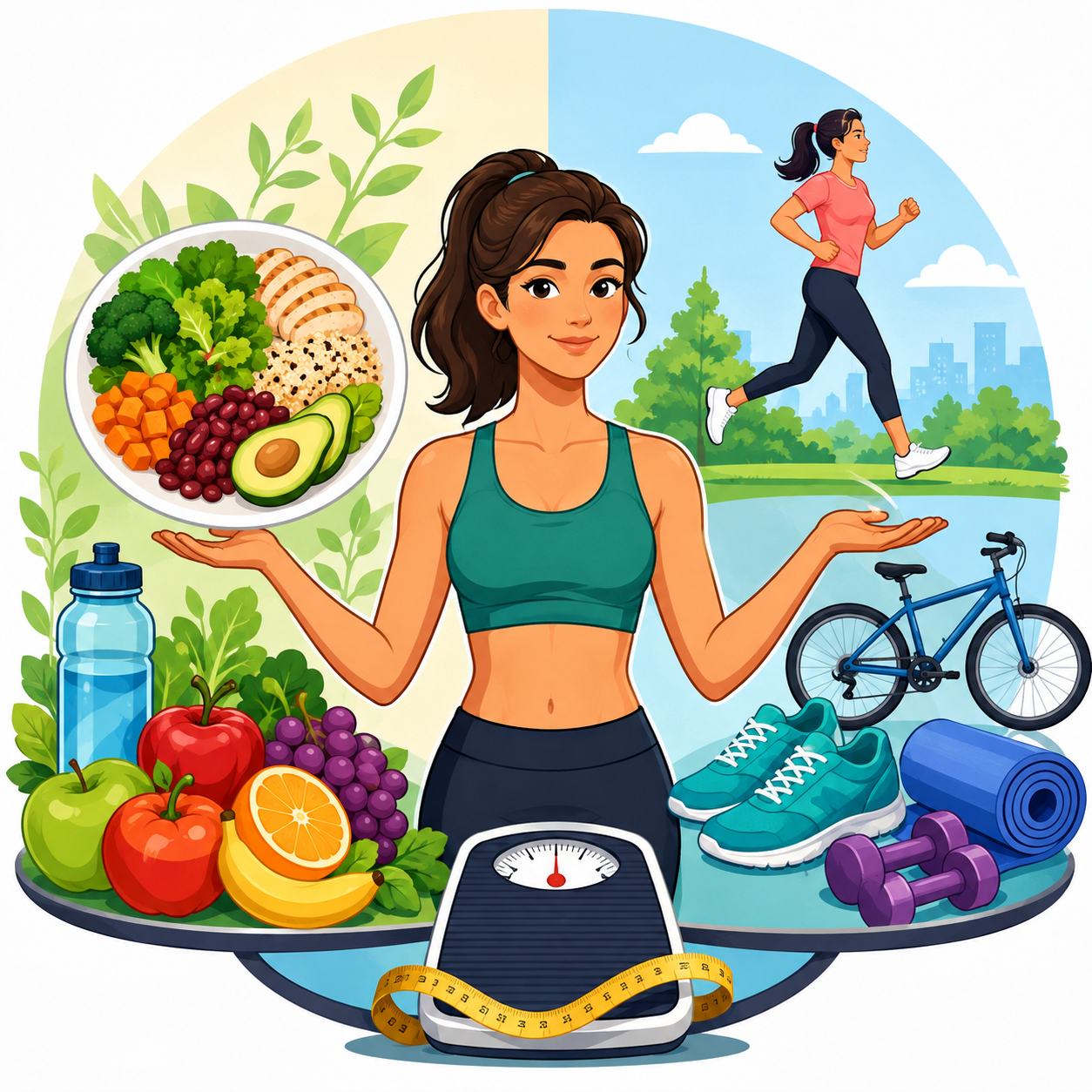 کنترل وزن: تنظیم وزن از طریق تعادل میان تغذیه و فعالیت بدنی.