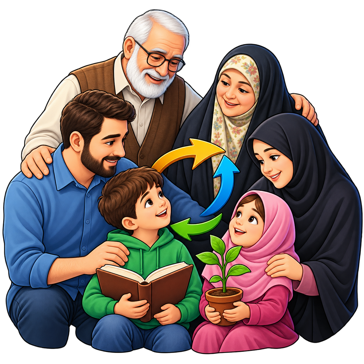 رابطهٔ نسل‌ها در خانواده: پیوند میان کودکان، والدین و سالمندان که انتقال تجربه، محبت و حمایت را ممکن می‌سازد.
