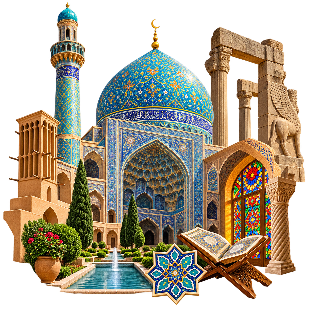 معماری ایرانی ـ اسلامی: شیوهٔ معماری برگرفته از سنت‌های ایرانی و ارزش‌های اسلامی در بناهای مذهبی و تاریخی.