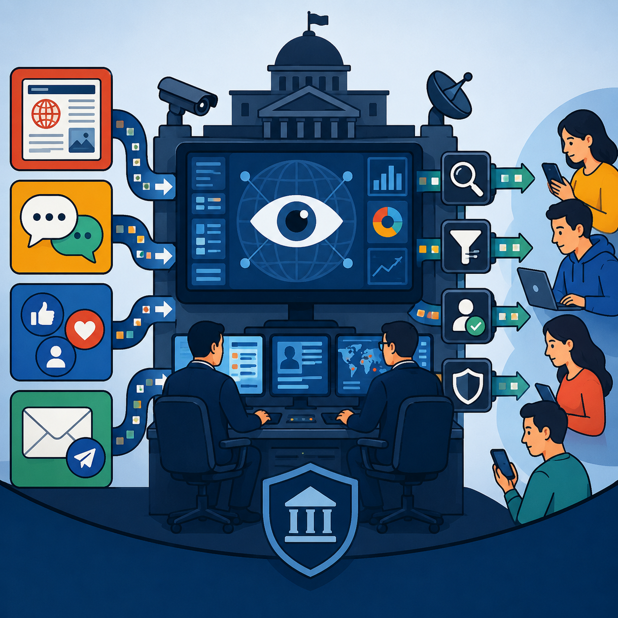 نظارت اطلاعاتی: کنترل و پایش جریان اطلاعات توسط دولت‌ها یا نهادهای قدرتمند
