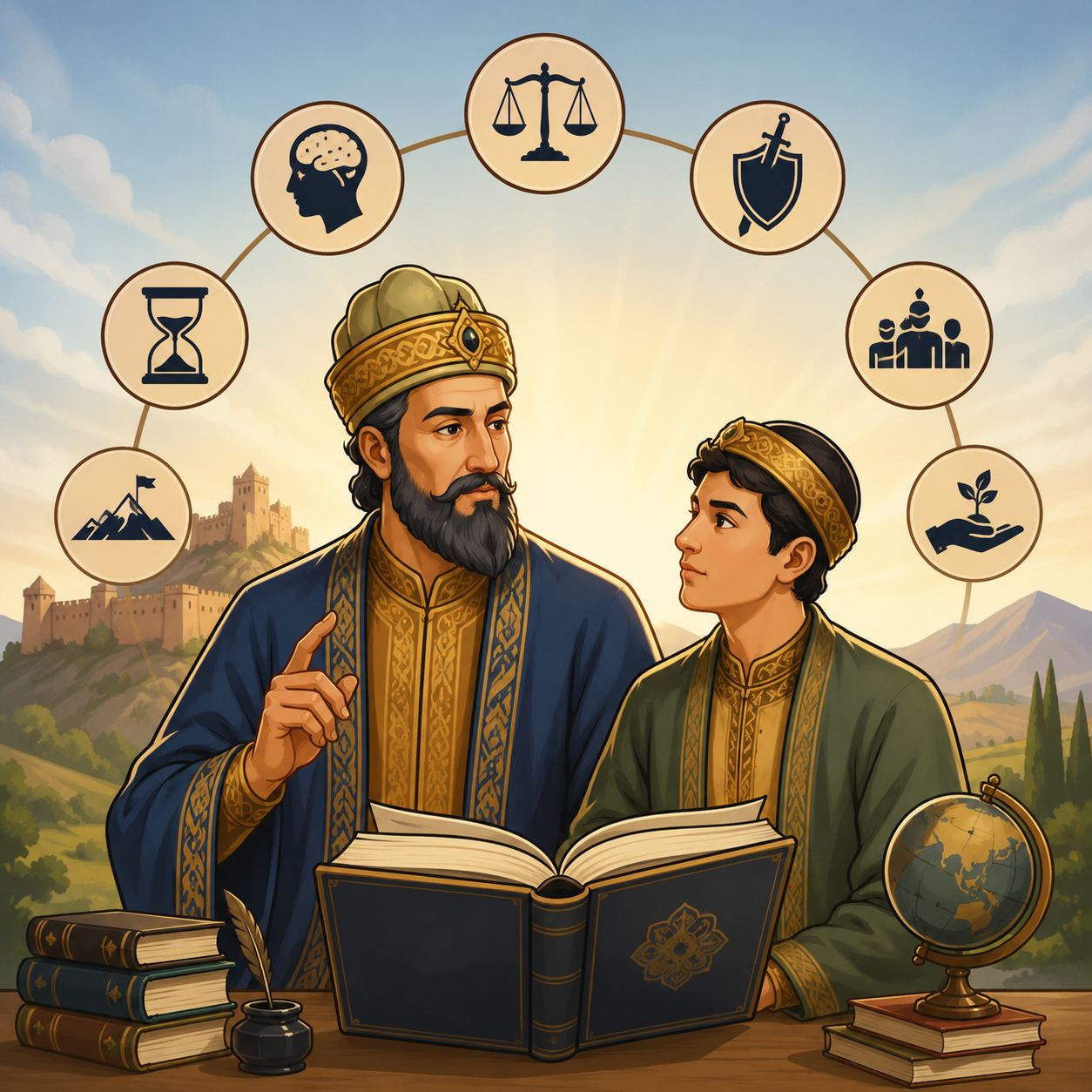 قابوس‌نامه: کتابی پندآموز از عنصرالمعالی کیکاووس در ۴۴ فصل برای فرزندش گیلانشاه.