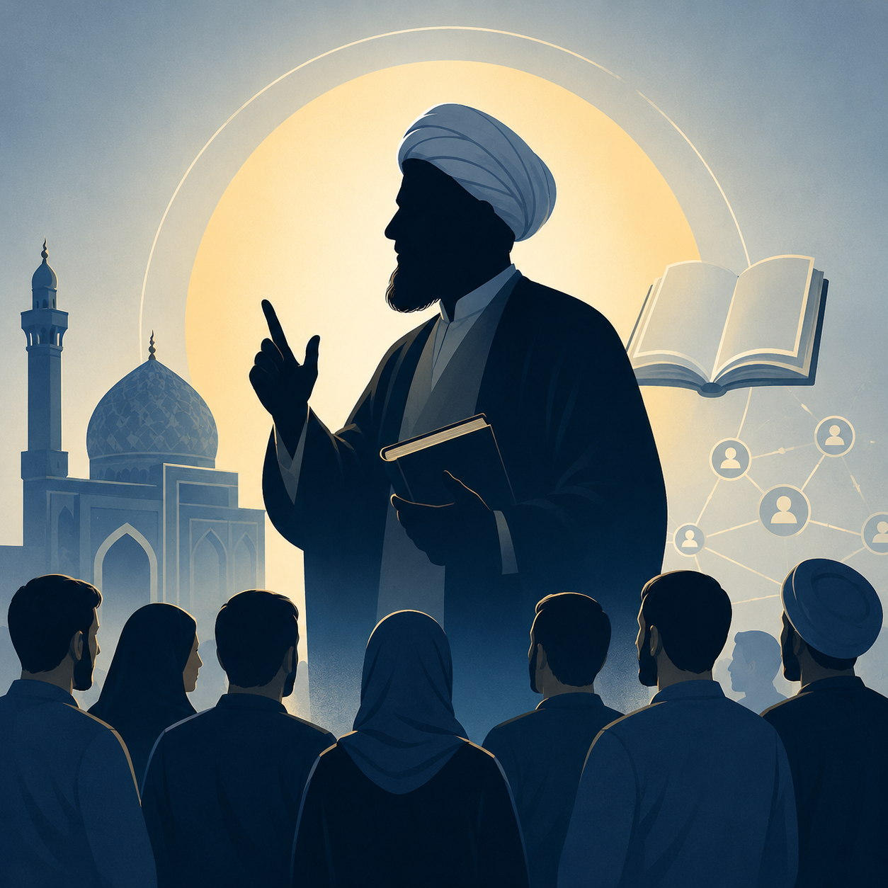مرجعیت دینی: جایگاه علمی و دینی عالمان برجسته که در مسائل دینی و اجتماعی مورد رجوع مردم قرار می‌گیرند.