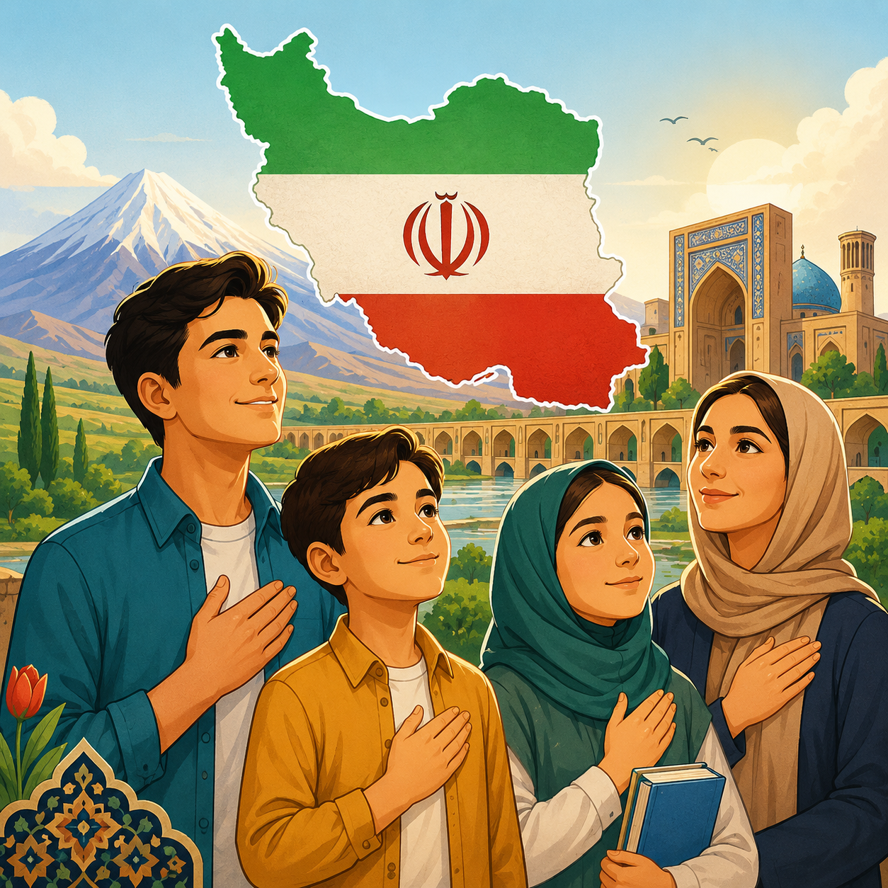 عشق به وطن: دلبستگی عمیق و مسئولانه به سرزمین، فرهنگ و ارزش‌های ملی؛ همراه با احساس تعلق سرزمینی و حفظ هویت ملی.