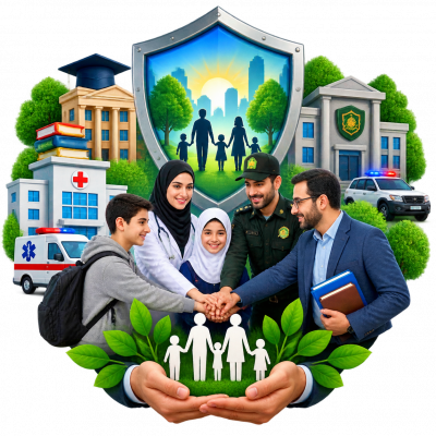 امنیت اجتماعی و نهادهای عمومی: آرامش و ایمنی جامعه که با همکاری مردم و نهادهای آموزشی، بهداشتی، درمانی و امنیتی حفظ می‌شود.