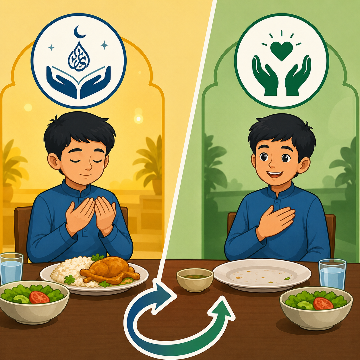 بسم‌الله گفتن پیش از غذا و الحمدلله گفتن بعد از غذا چه معنایی دارد؟