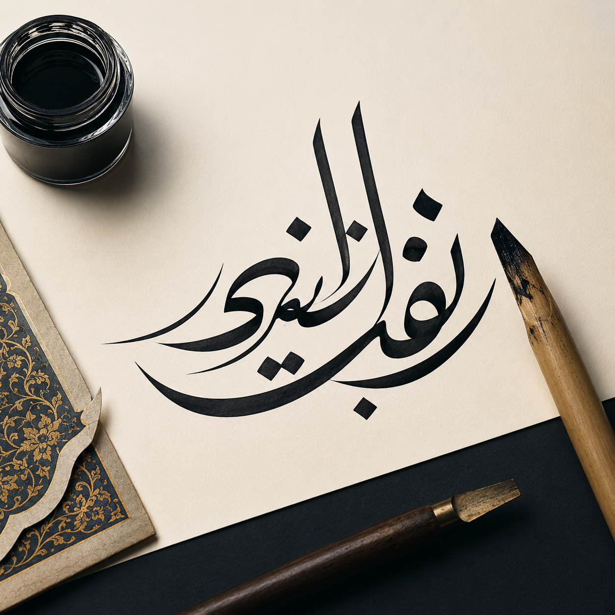 خوشنویسی: هنر نگارش زیبا و هنرمندانه حروف و کلمات با رعایت اصول بصری و قواعد خط.