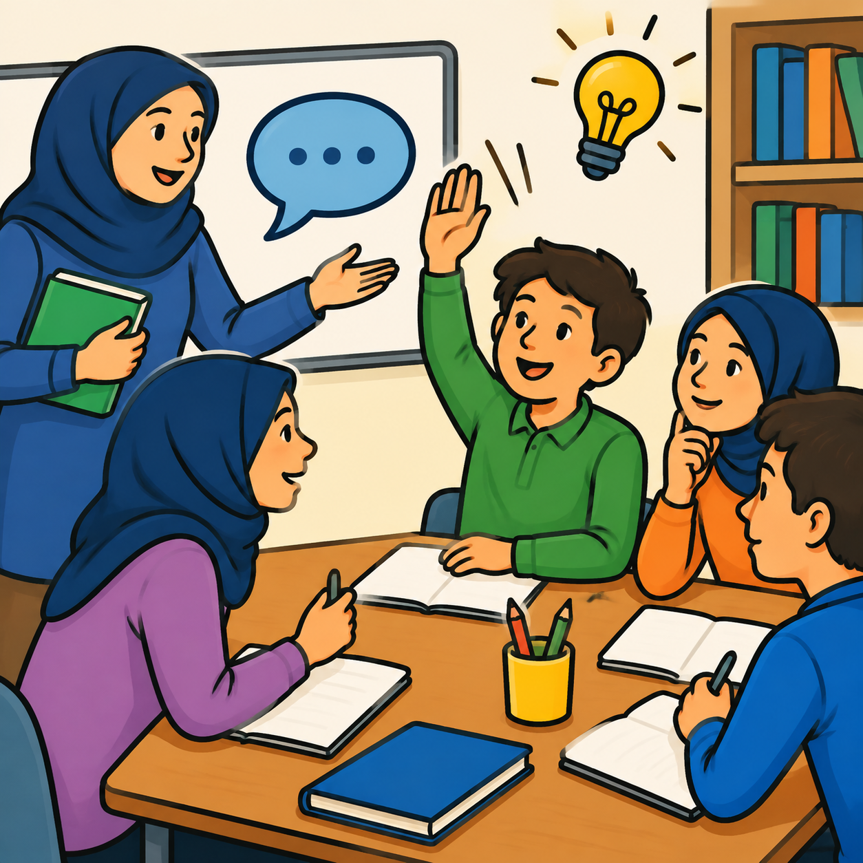 حضور فعّال و مؤثّر: شرکت آگاهانه و مفید در گفت‌وگوها و فعالیت‌های کلاسی.