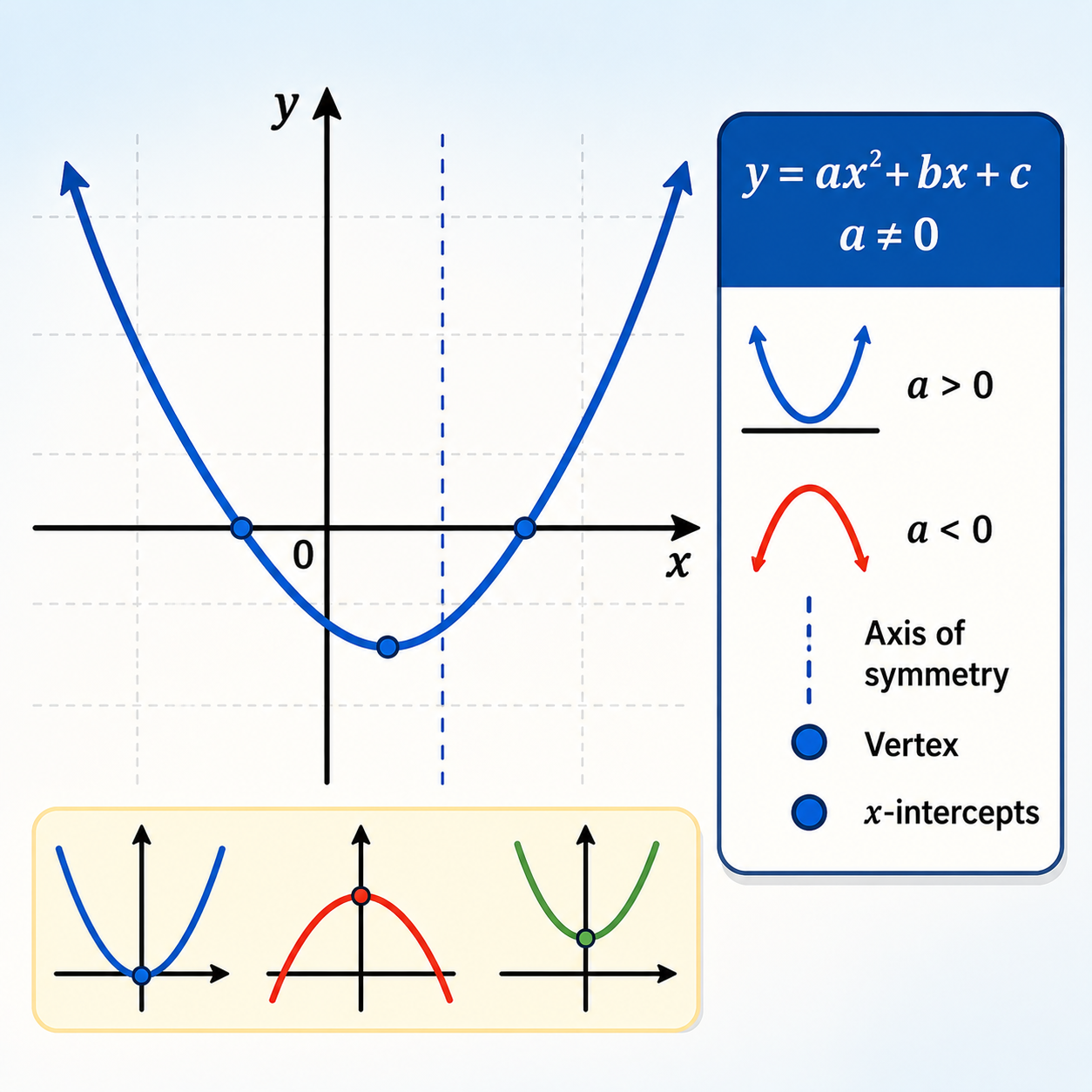 سهمی: نمودار تابعی از نوع y=ax^2+bx+c که a ناصفر است
