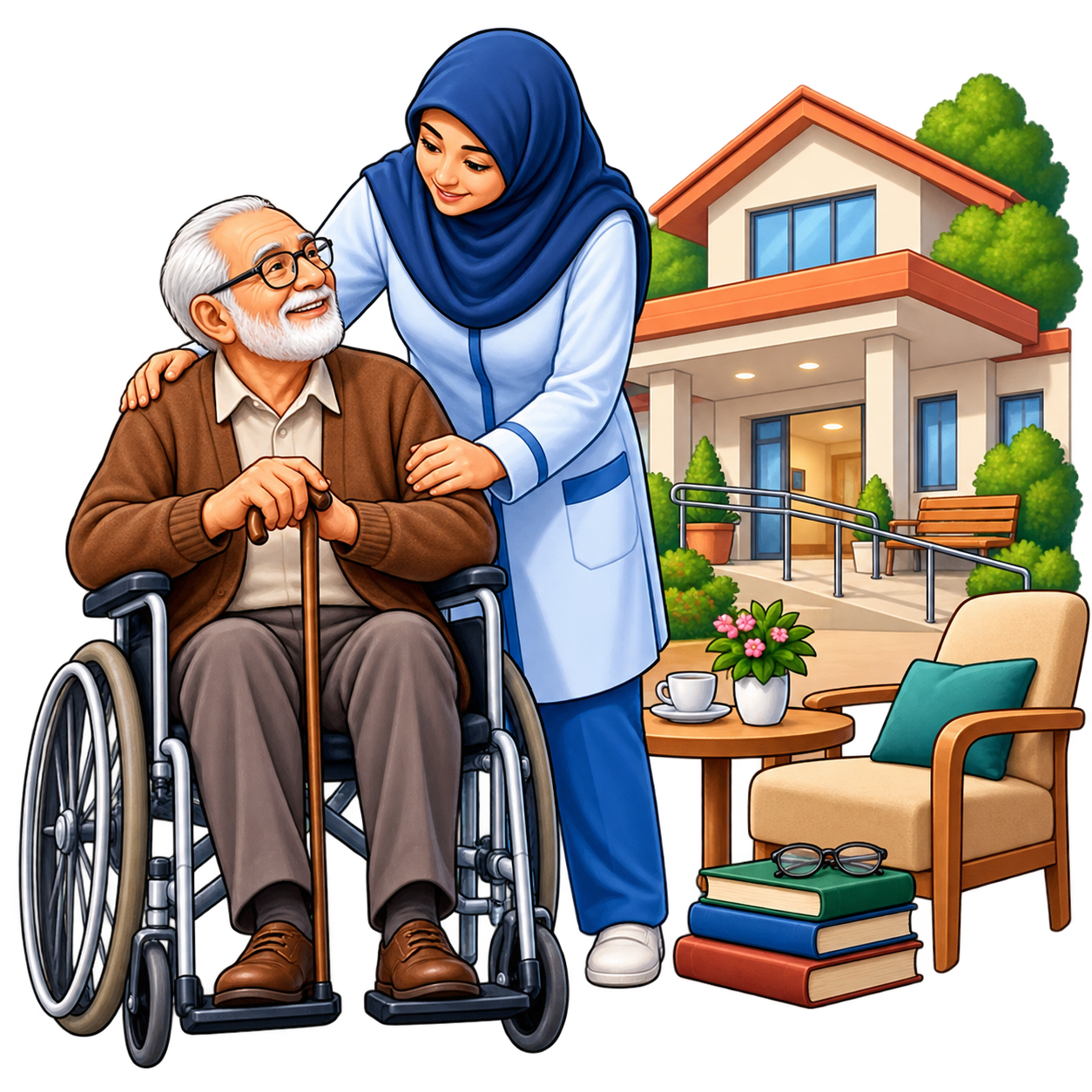 خانهٔ سالمندان: نهادی برای نگهداری و مراقبت از سالمندانی که به حمایت روزانه نیاز دارند.