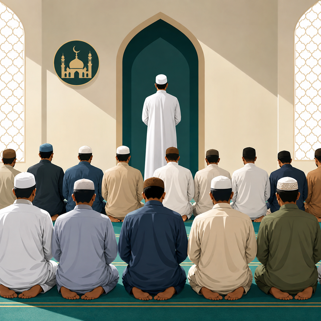 نماز جماعت: نمازی که گروهی از مسلمانان با هم و به امامت امام جماعت می‌خوانند