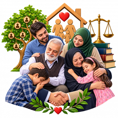 حقوق و روابط خانوادگی: روابط عاطفی و مسئولانه در خانواده بر پایهٔ احترام به والدین، حفظ پیوند خویشاوندی و رعایت حقوق متقابل.
