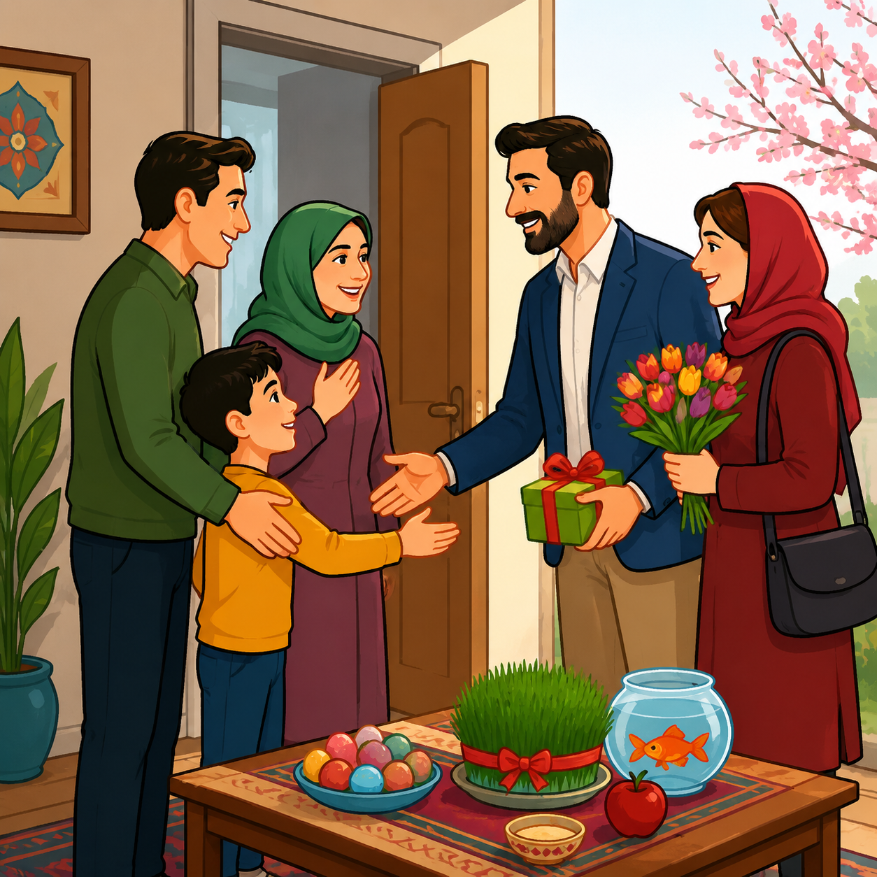 دید و بازدید نوروزی: رفت‌وآمد و دیدار خویشاوندان و دوستان در روزهای نوروز.