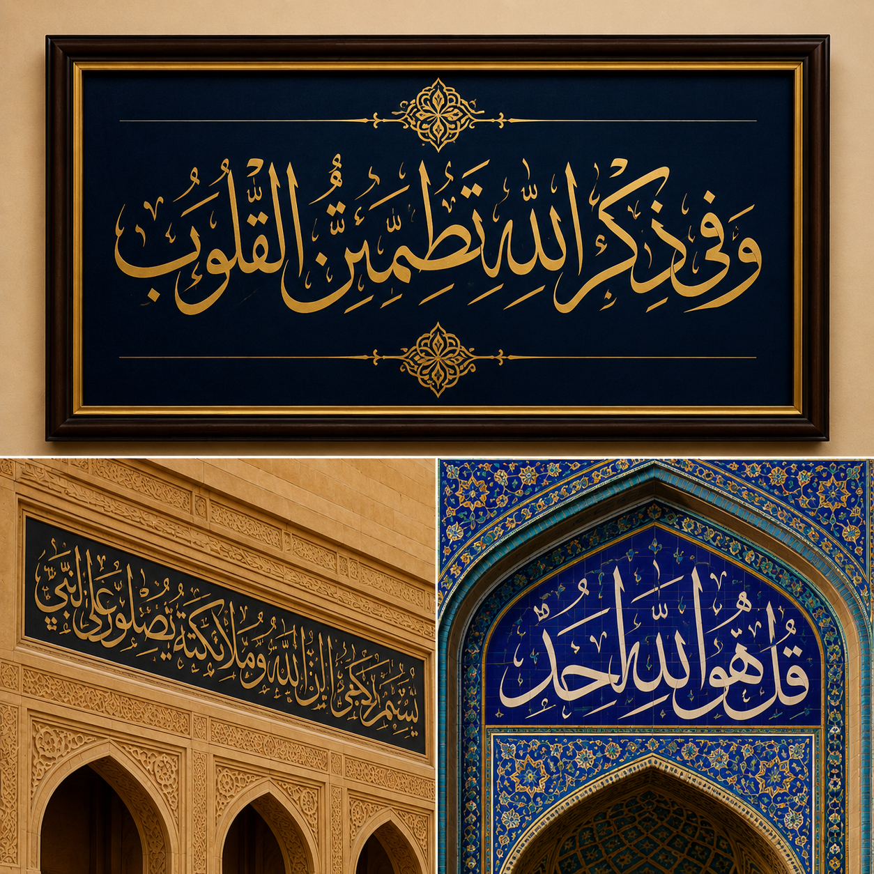 کاربرد خط ثلث: استفاده از خط ثلث در تابلوهای هنری، کتیبه‌نگاری آیات و احادیث و تزیینات معماری.