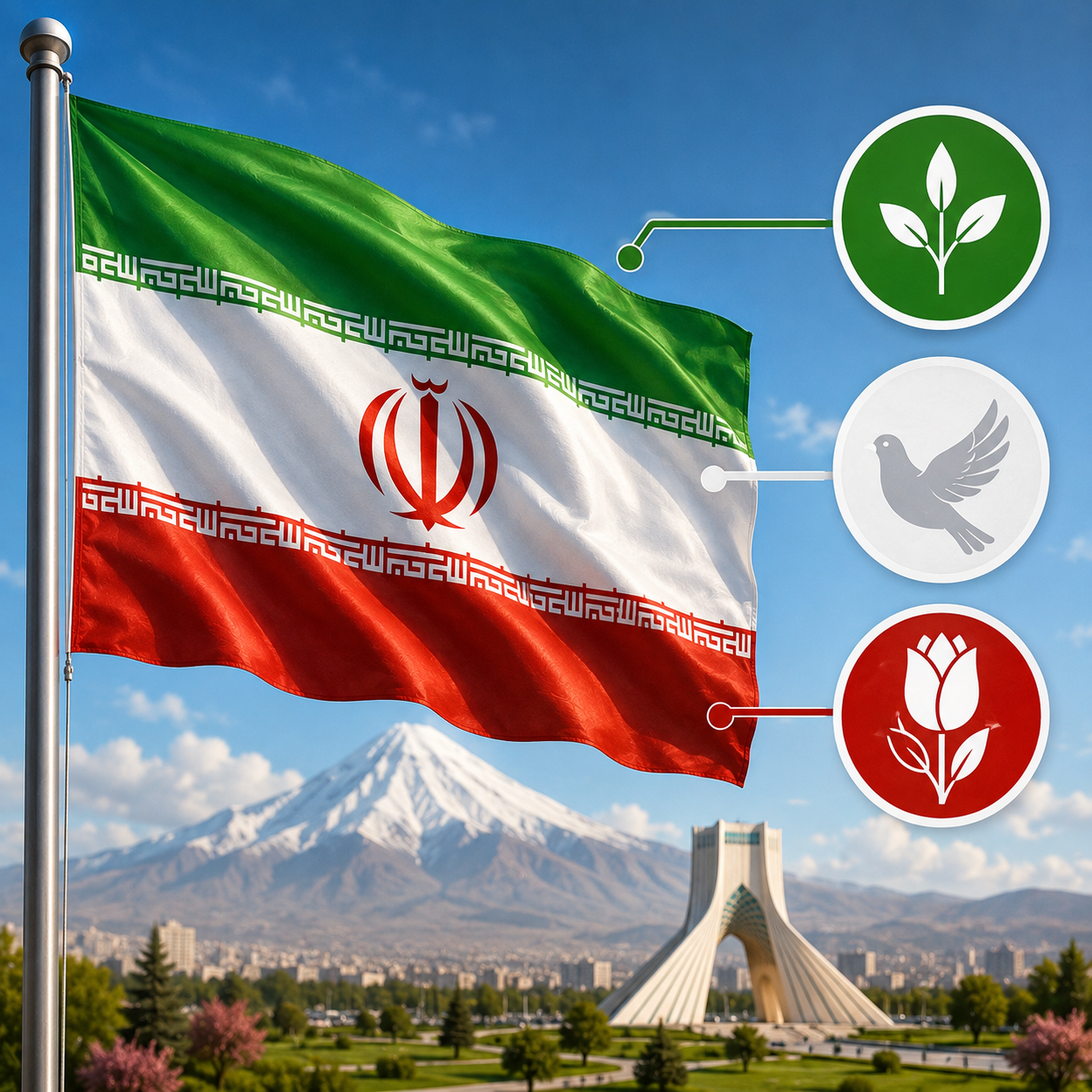 رنگ‌های سبز، سفید و سرخ در پرچم ایران نشانه چیست؟