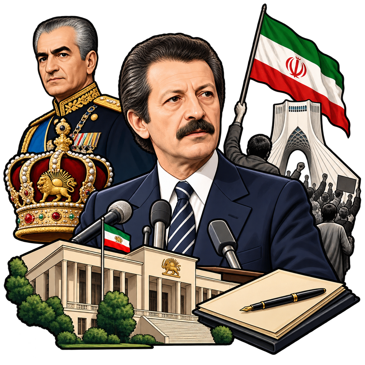 دولت بختیار: آخرین دولت حکومت پهلوی که برای جلوگیری از سقوط نظام شاهنشاهی تشکیل شد.