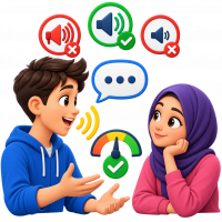 صدای مناسب در گفتگو: استفاده از صدایی نه خیلی بلند، نه خیلی آهسته و نه تند یا کند هنگام صحبت