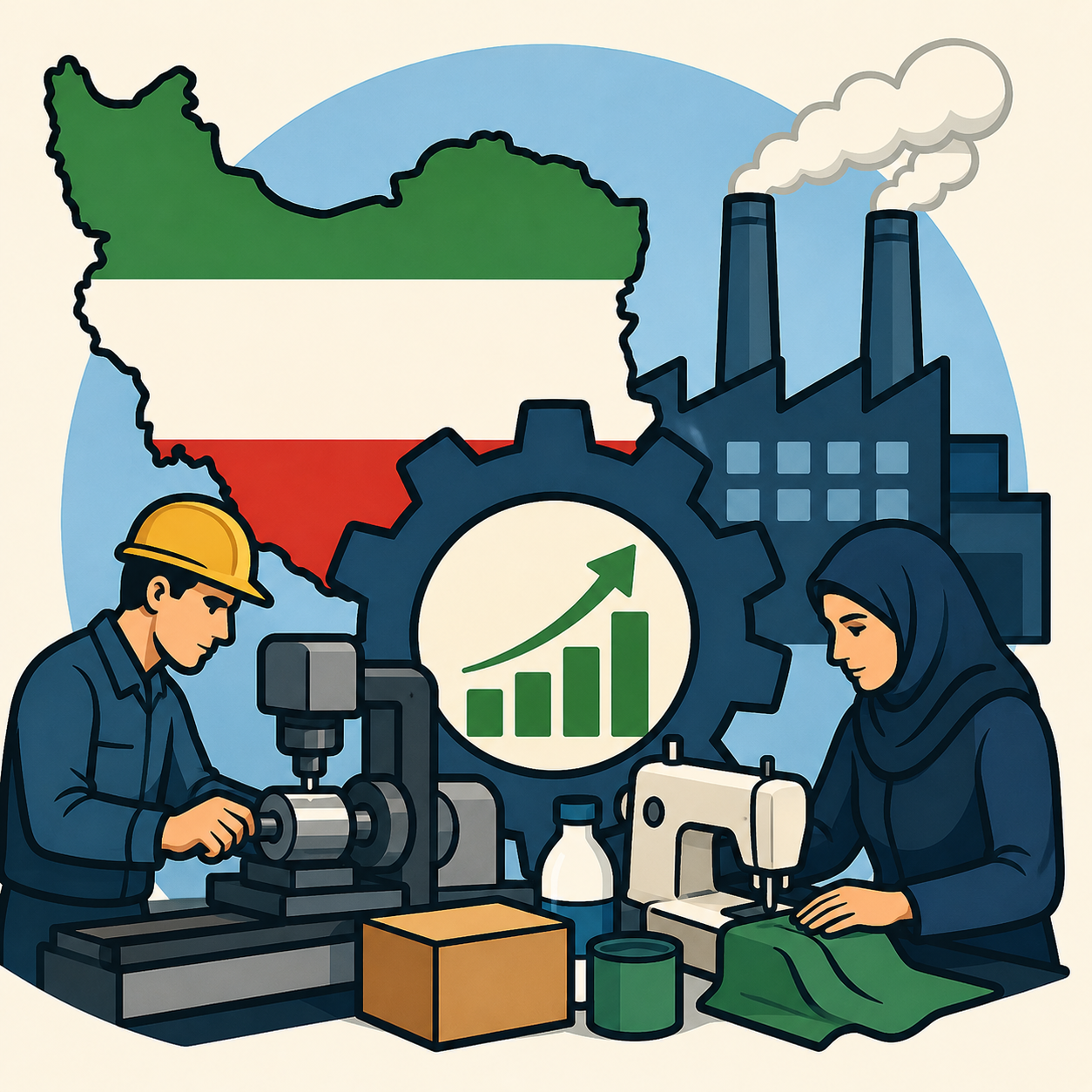 تولید ملی: تولید کالا و خدمات با استفاده از توانمندی‌ها و منابع داخلی