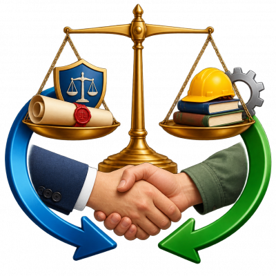 حقوق متقابل و تعادل حق و مسئولیت: رابطه‌ای دوطرفه که نشان می‌دهد برخورداری از حق با انجام وظیفه همراه است.