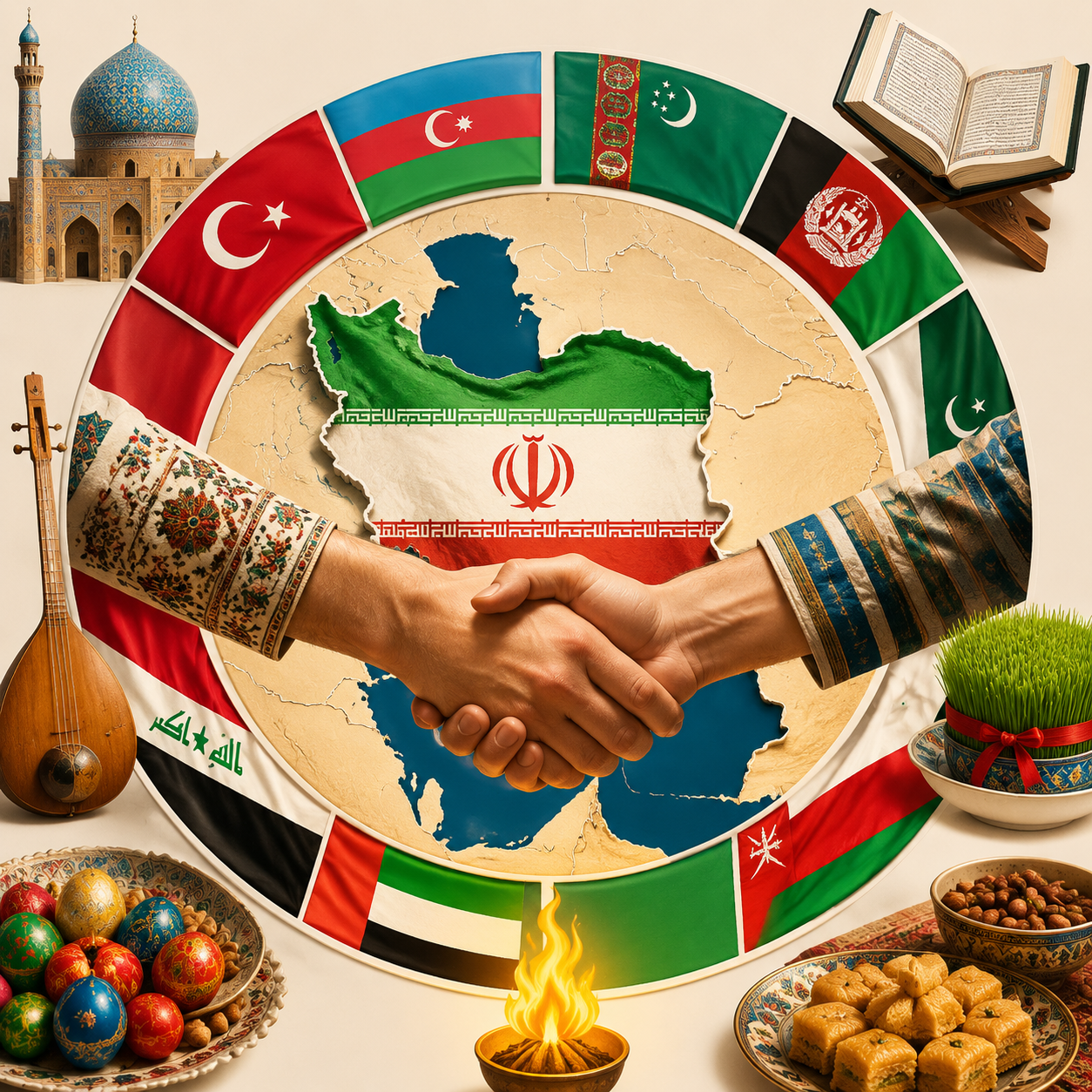 شباهت‌های فرهنگی: دین، زبان، جشن‌ها و رسوم مشترک بین ایران و کشورهای همسایه.