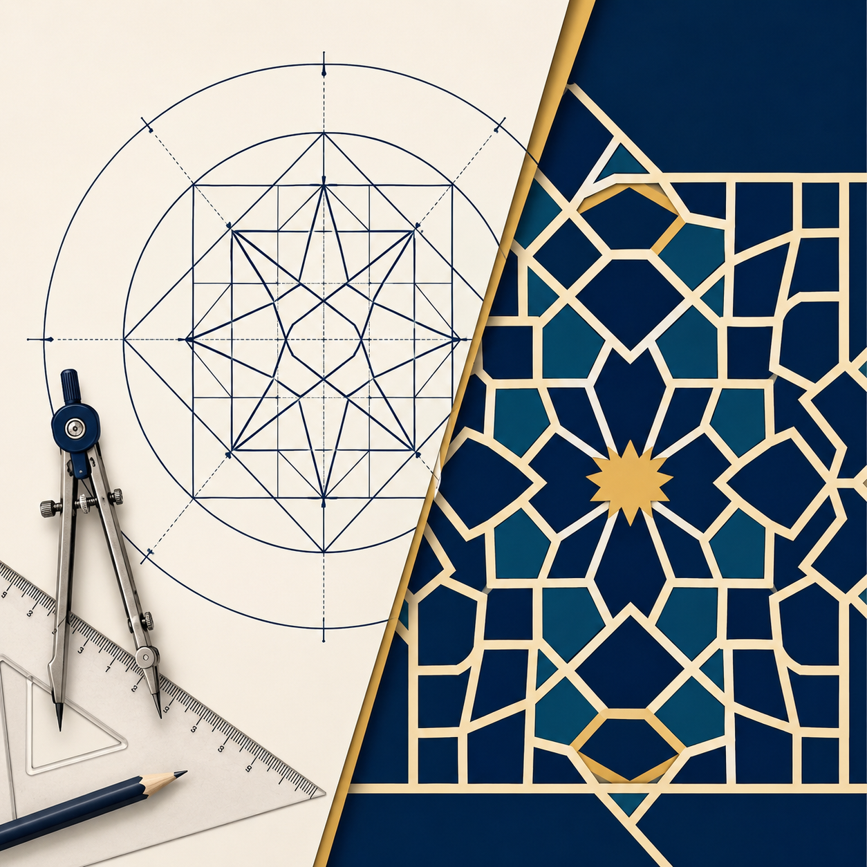 خطوط هندسی: خطوط منظم و هندسی که در طراحی نقوش سنتی و الگوهای متقارن کاربرد دارند. 