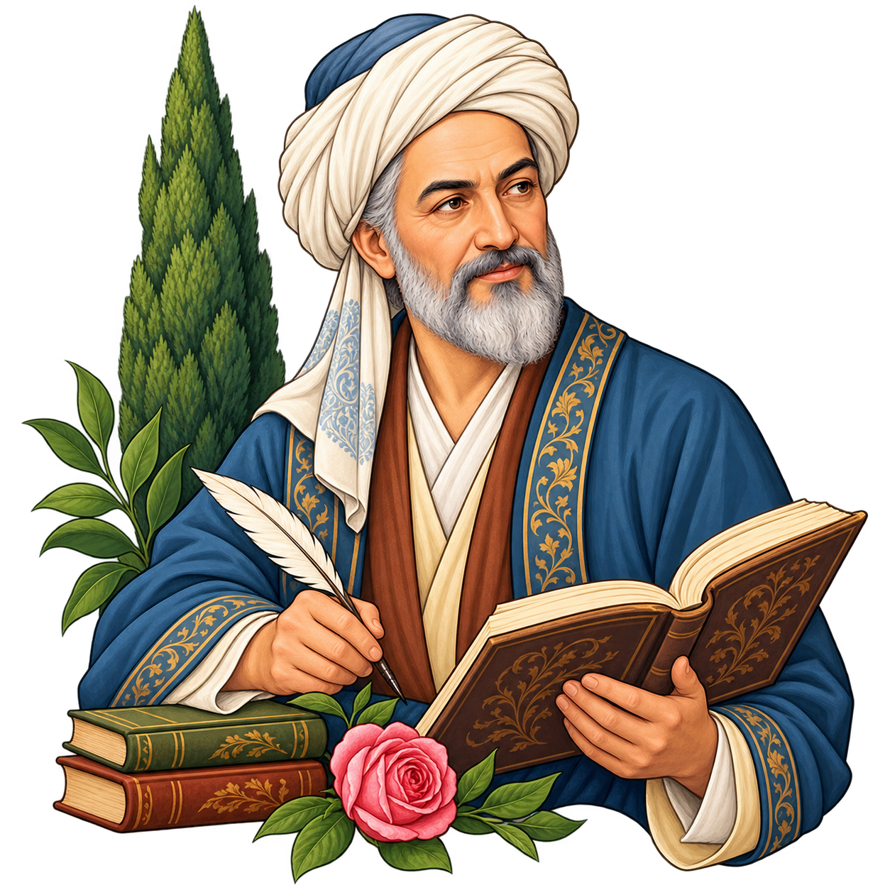 سعدی: مشرف‌الدین مصلح بن عبدالله شیرازی، شاعر و نویسندهٔ بزرگ قرن هفتم هجری و خالق بوستان و گلستان
