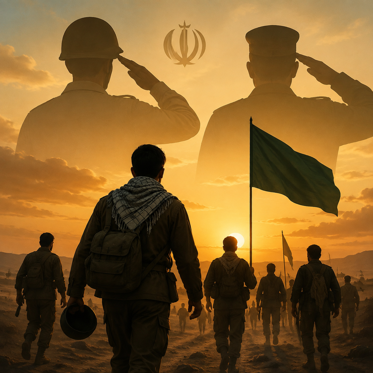 بسیج: نیروهای مردمی داوطلب که به یاری ارتش و سپاه در جنگ شتافتند.
