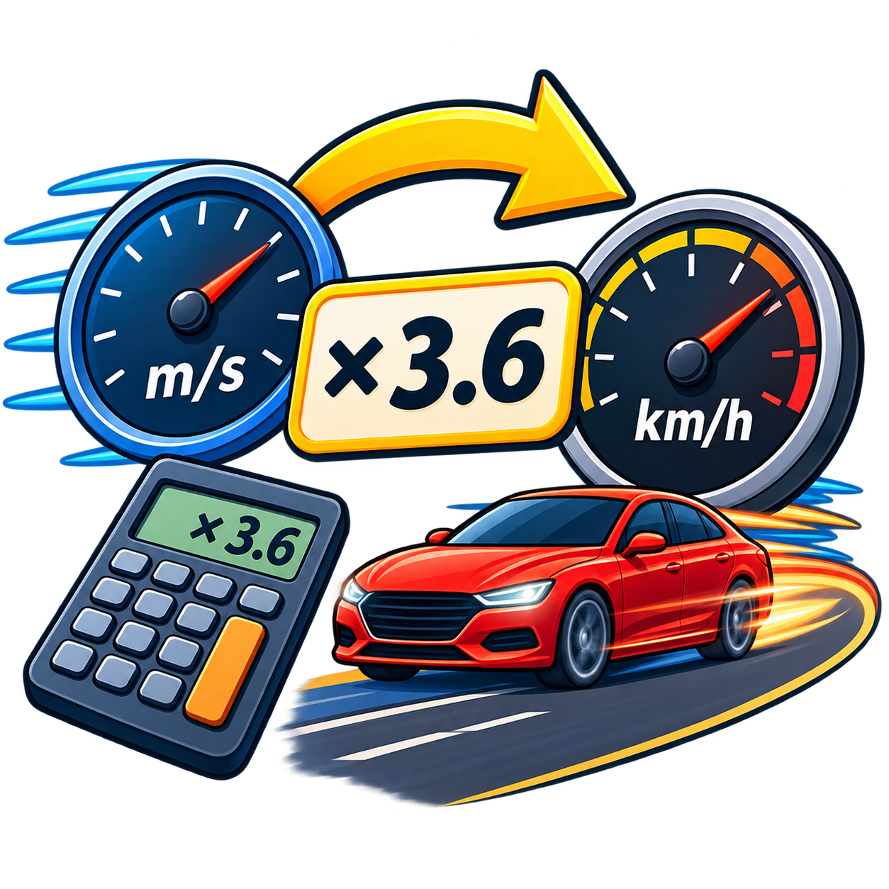 تبدیل m/s به km/h: ضرب در عدد 3.6