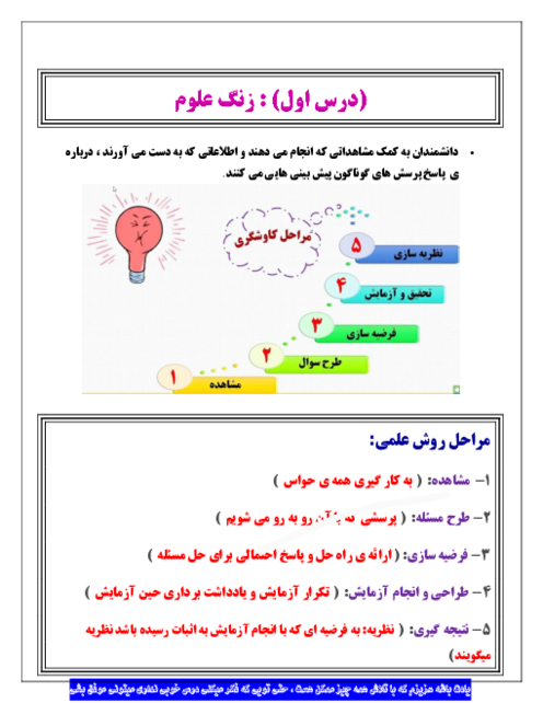 درسنامه و نکات کامل درس 1 تا 7 علوم چهارم با تصاویر و مثال