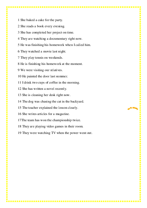 کاربرگ گرامر جمله‌ی مجهول (active voice and passive voice)