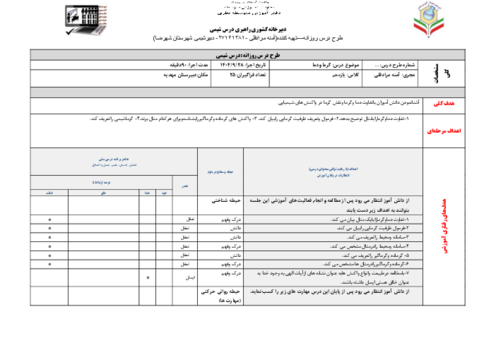 طرح درس روزانه گرماشیمی | شیمی یازدهم