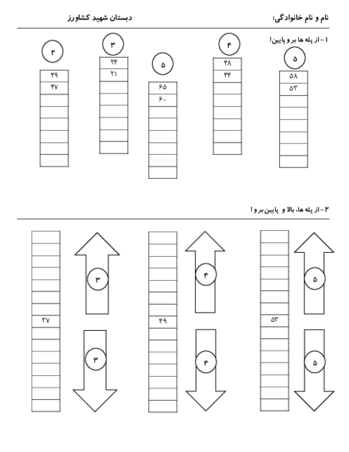 کاربرگ شمارش رو به عقب و رو به جلو