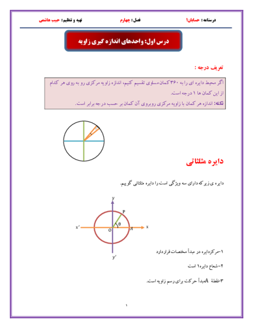 جزوه آموزش جامع فصل 4: مثلثات | حسابان 1 سال یازدهم