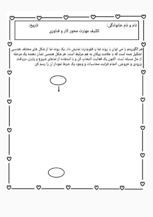 کاربرگ الگوریتم حل مسئله با روندنما