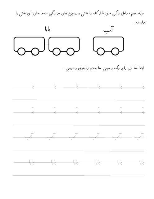 کاربرگ نشانه‌های آ ، ب ، اَ