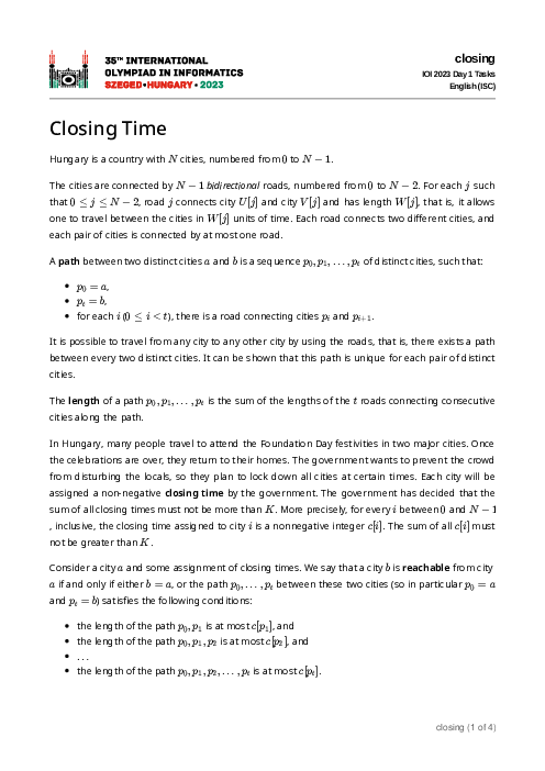 سؤالات سی و پنجمین دوره المپیاد جهانی کامپیوتر | سال 2023 (مجارستان)