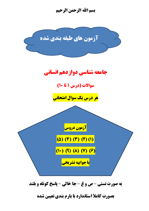 امتحانات درس به درس جامعه دوزادهم با جواب