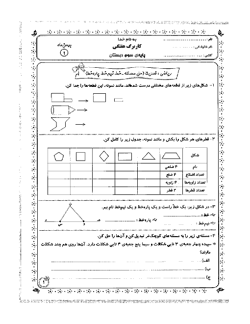  پیک آدینه همه درس های پایه سوم دبستان  | هفته اول بهمن ماه