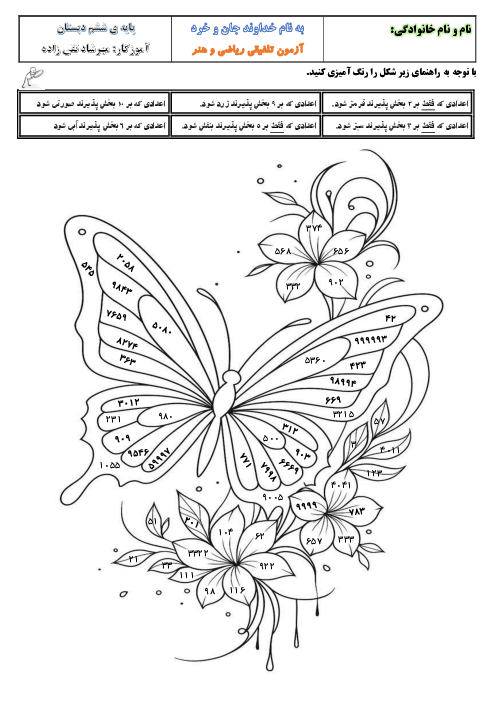 کاربرگ تلفیقی هنر و بخش پذیری