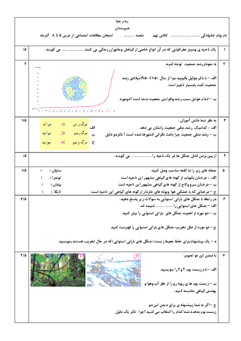  ارزشیابی مستمر مطالعات اجتماعی نهم | درس 5 تا 8