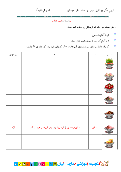 آزمون عملکردی تلفیقی فارسی و بهداشت اول دبستان ویژه نوروز 95