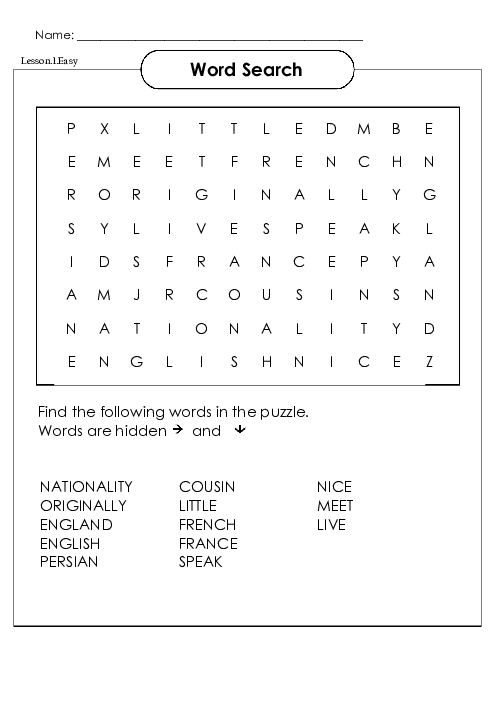 کاربرگ‌های کلمه یاب (Word Search Worksheet) واژگان زبان انگلیسی هشتم