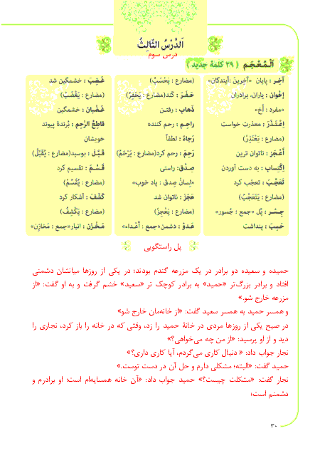 ترجمه متن درس و پاسخ تمرین های عربی نهم | درس سوم: جِسْرُ الصَّداقَةِ