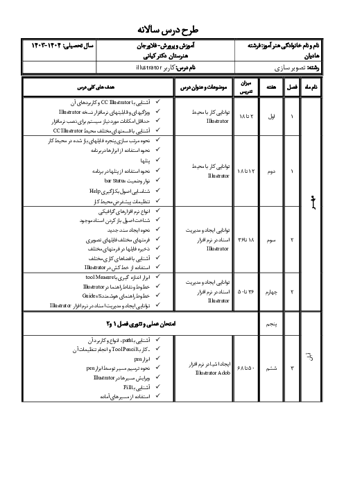 طرح درس سالانه ایلستریتور (کاربر illustrator)