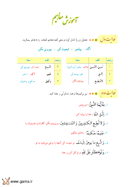 پاسخ فعالیت، انس با قرآن و تمرین آموزش قرآن هشتم | جلسه اول درس 8: سوره احزاب