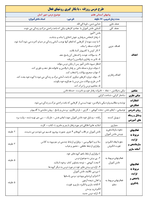 طرح درس روزانه پیام‌های آسمان هفتم | درس 4: عبور آسان