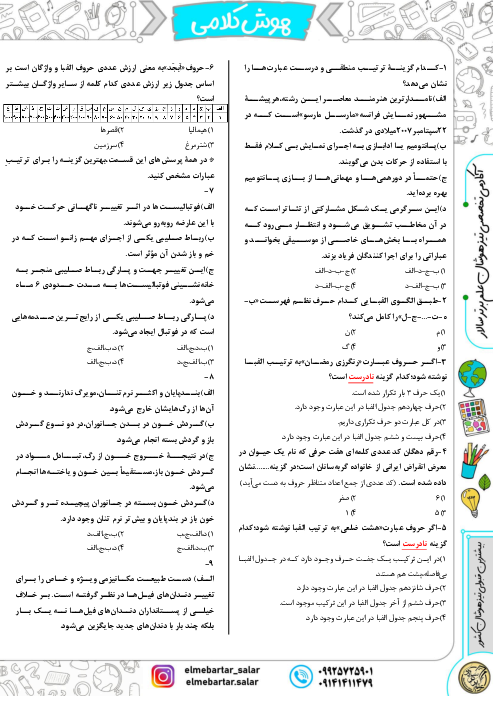 آزمون شبیه ساز تیزهوشان ورودی ششم به هفتم سال 1404 (سری اول)