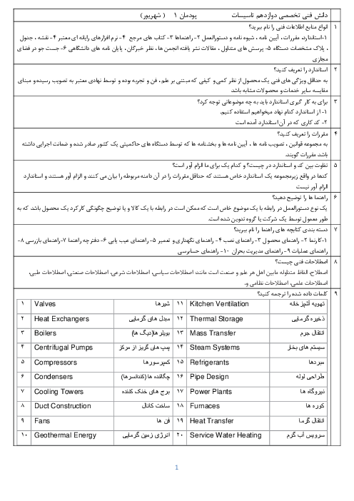 سوالات امتحان جبرانی تابستان دانش فنی تخصصی دوازدهم هنرستان فنی شهدای 7 تیر | شهریور 1402