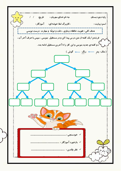  کاربرگ املای خوشه‌ای دوم دبستان