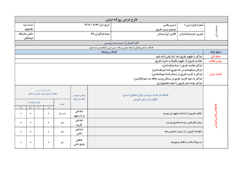 طرح درس ساختن گرایی | آشنایی با تفریق پایه اول دبستان