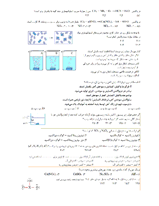 آزمون تستی شیمی (1) پایه دهم دبیرستان فرهنگ |  فصل 1 و 2